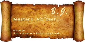 Beszteri József névjegykártya